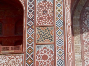 Sikandra. This is the "buland darwaaza" (great gate) leading to the gardens of the tomb of Akbar, the greatest, ablest, and probably the most enlightened of the Mughal emperors. Early 17th century, local red sandstone with ornate marble inlay (including Koranic calligraphy in letters at least a foot high) http://mise-en-trope.blogspot.com/2011/03/sikandra-and-agra-akbars-tomb-and-taj.html
